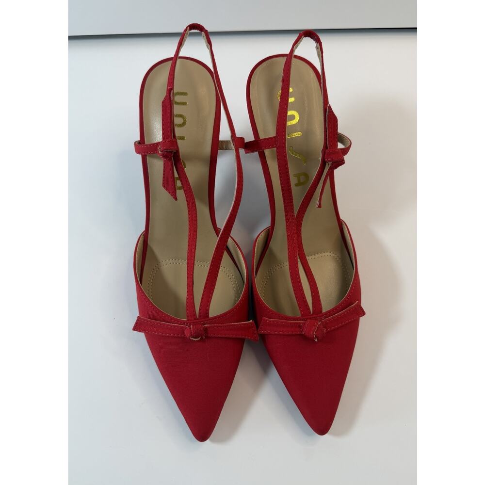 Unisa Women's Red Heel Sling Back Satin 7.5 - Picture 4 of 7